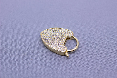 Padlock cz Clicker pendant, Gold or Silver, WHOLESALE