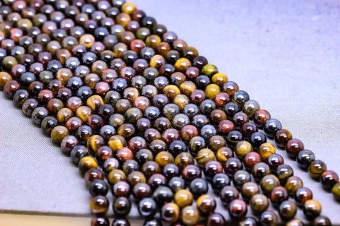 Superb Quality Titanium Plated Tri-color Tiger eye beads, 6mm, 8mm, 10mm, FULL STRAND, WHOLESALE