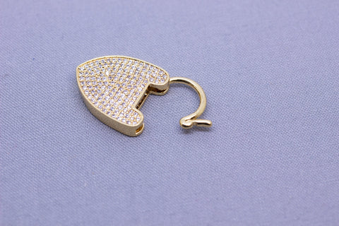 Padlock cz Clicker pendant, Gold or Silver, WHOLESALE