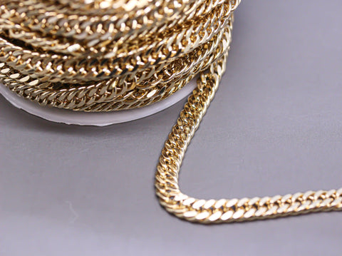 Gold Double Helix Cuban Chain, Gold Thick Cuban Chain, 6.2mm Thick Cuban Chain, Gold Layering Chain, Sell By Footage, WHOLESALE