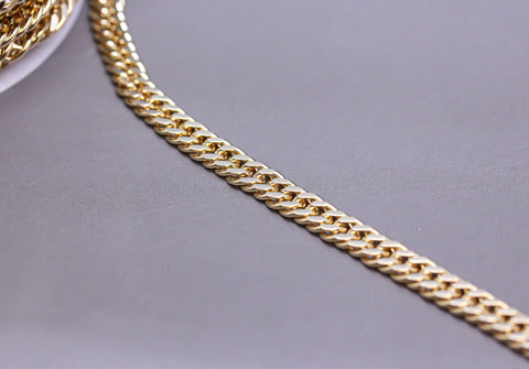 Gold Double Helix Cuban Chain, Gold Thick Cuban Chain, 6.2mm Thick Cuban Chain, Gold Layering Chain, Sell By Footage, WHOLESALE