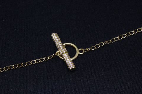 Gold Silver or Gunmetal CZ Toggle Clasp, 12mm width, 26mm long, Toggle Clasp, OT Clasp, 1 pc or 10 pcs, WHOLESALE
