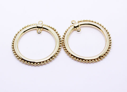 Large Gold Decorative Round Open Hoop, 31mm, Perfect for Earrings or Necklace, 1 pc or 10 pcs, WHOLESALE.