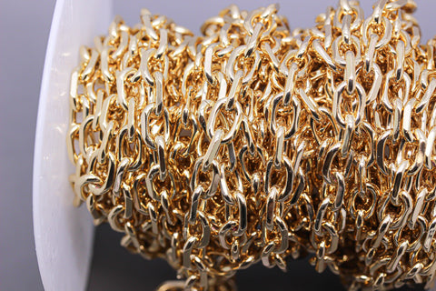 Super Popular Gold Chubby Link Chain, 8.5 x 5.5mm, Gold Rectangle link, Gold Anchor Chain, CH-10065