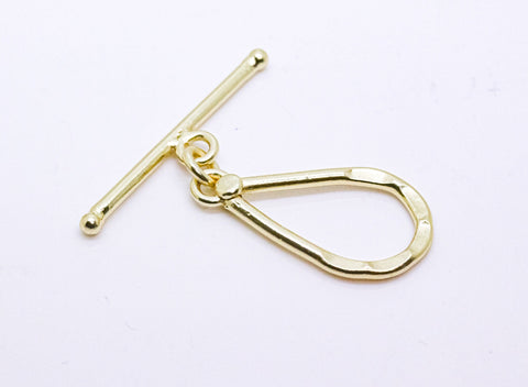 5 sets of Gold Hammered Teardrop Focal Toggle Clasp, 32 x 18mm, Toggle Clasp, Tarnish resistant, 5 sets, 10 sets, 50 sets, WHOLESALE