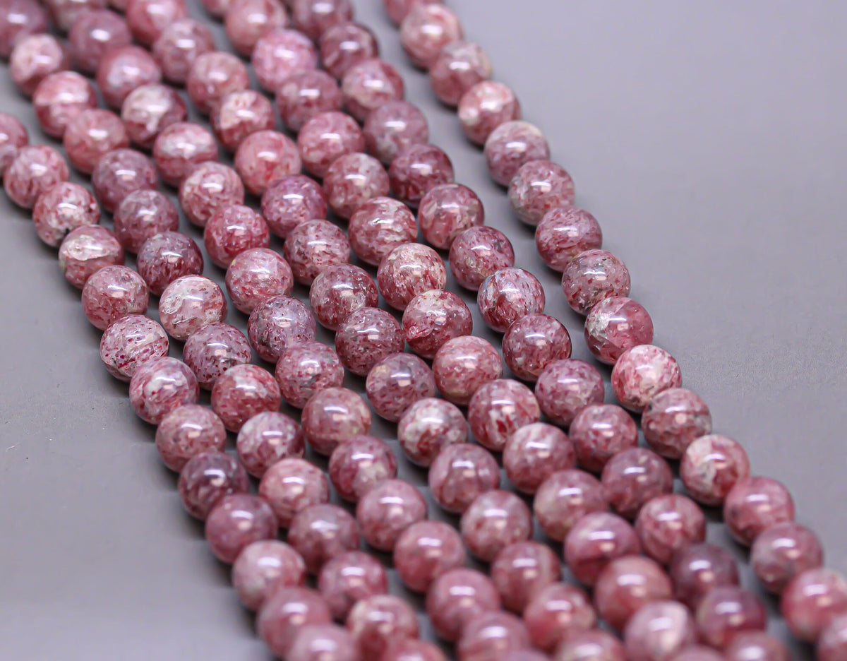 Angelic Natural Madagascar Muscovite round beads, 6mm, 8mm, 10mm round beads, Rosy Red,  Full Strand, WHOLESALE