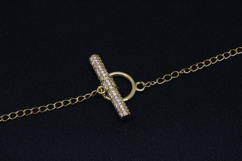 Gold Silver or Gunmetal CZ Toggle Clasp, 12mm width, 26mm long, Toggle Clasp, OT Clasp, 1 pc or 10 pcs, WHOLESALE