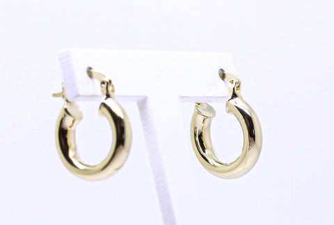 Gold Small Chubby Hoops, Gold Hollow Tube Hoops, 17mm, Trendy Gold Chubby Hoops,1 pair or 10 pairs, WHOLESALE