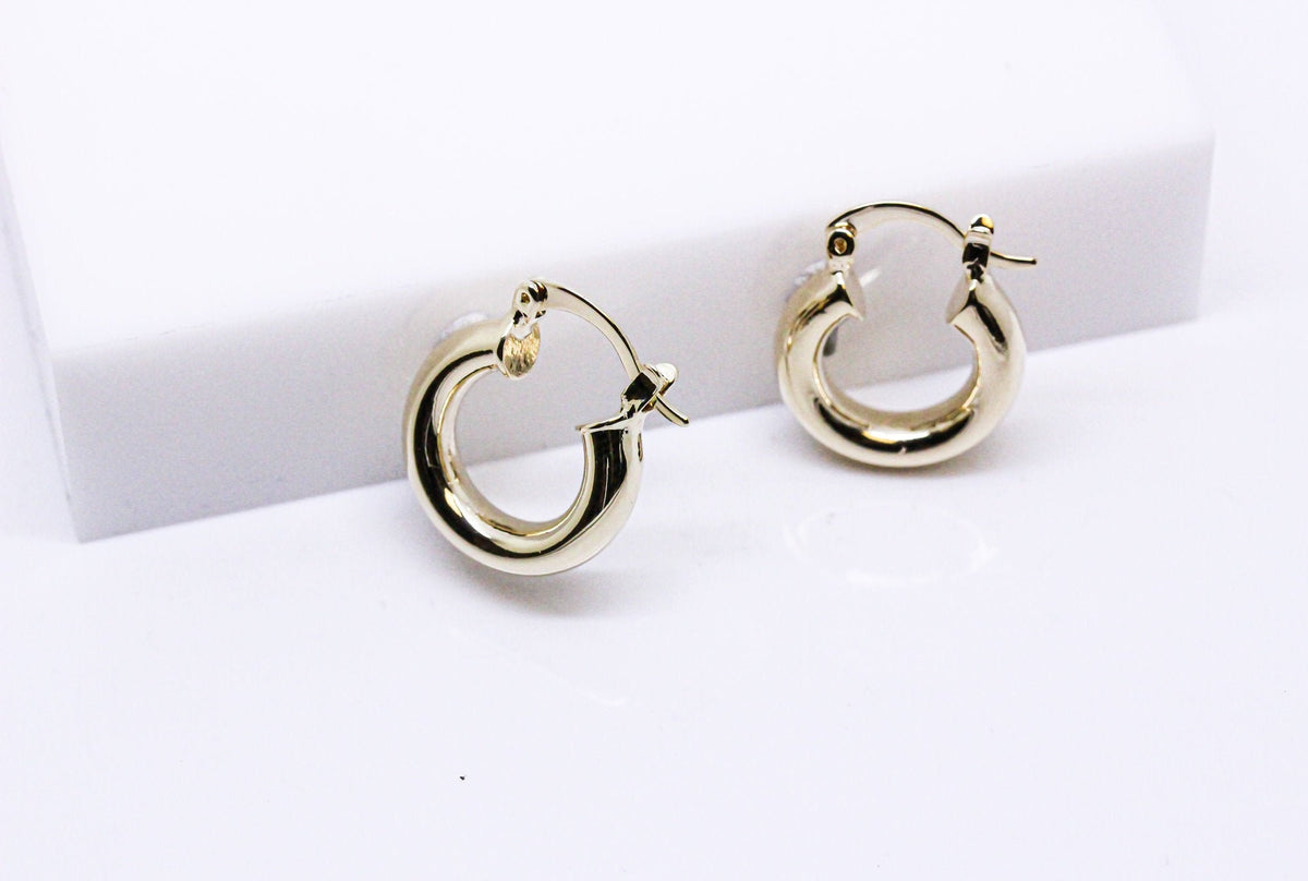 Gold Small Chubby Hoops, Gold Hollow Tube Hoops, 17mm, Trendy Gold Chubby Hoops,1 pair or 10 pairs, WHOLESALE