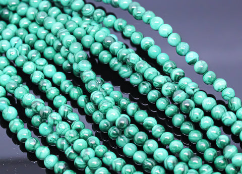 Beautiful Natural Malachite 4mm, 6mm Round Beads, Congo Malachite, Green Malachite,Round malachite Beads,15.5 inches, full Strand, WHOLESALE