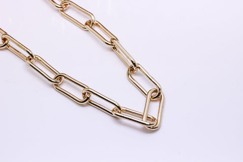 Gold Chubby large Link PaperClip Chain, 8x21mm, Gold Paperclip Chain, Sell By Footage, CH-10079