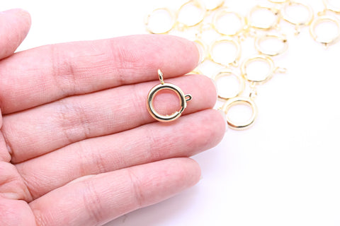 5 pcs of Gold or Silver Spring Ring Clasp, 12mm, spring clasp, Round clasp, 5 pcs, 10 pcs or 50 pcs, WHOLESALE