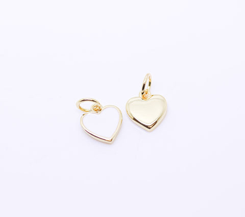 Gold Cute Dainty enamel Heart charm, 8mm, red, pink, navy blue, light green, black, turquoise, white, 1 pc or 10 pcs, WHOLESALE CPG148