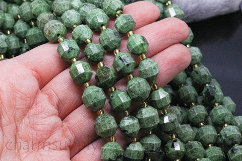 Rare Size Large Chrome Diopside Energy Prism 10mm energy tube beads, Green calcium magnesium silicate, Full Strand, Wholesale, EYT-1016