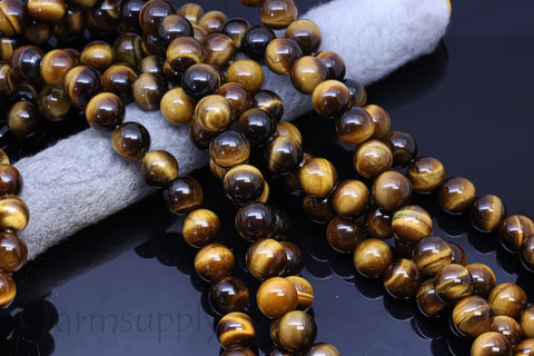 A Quality 10mm tiger eye Round Beads, brown tiger eye, Will Power, Determination, Motivation, 15.5 inches, Full strand, WHOLESALE