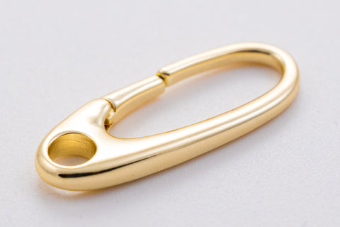 Gold Push in oval Clasp, Extra Large, Great for Large pendants, 32x12mm, clasp enhancer, 1 pc or 10 pcs, WHOLESALE
