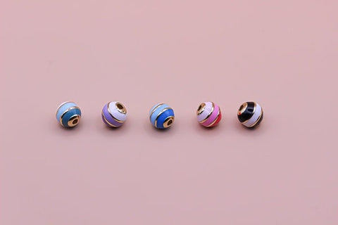 8mm colorful enamel spacer round beads, 8mm, 5 colors options, vibrant colors, trio color round beads, 1 pc or 10 pcs, WHOLESALE GPB-212