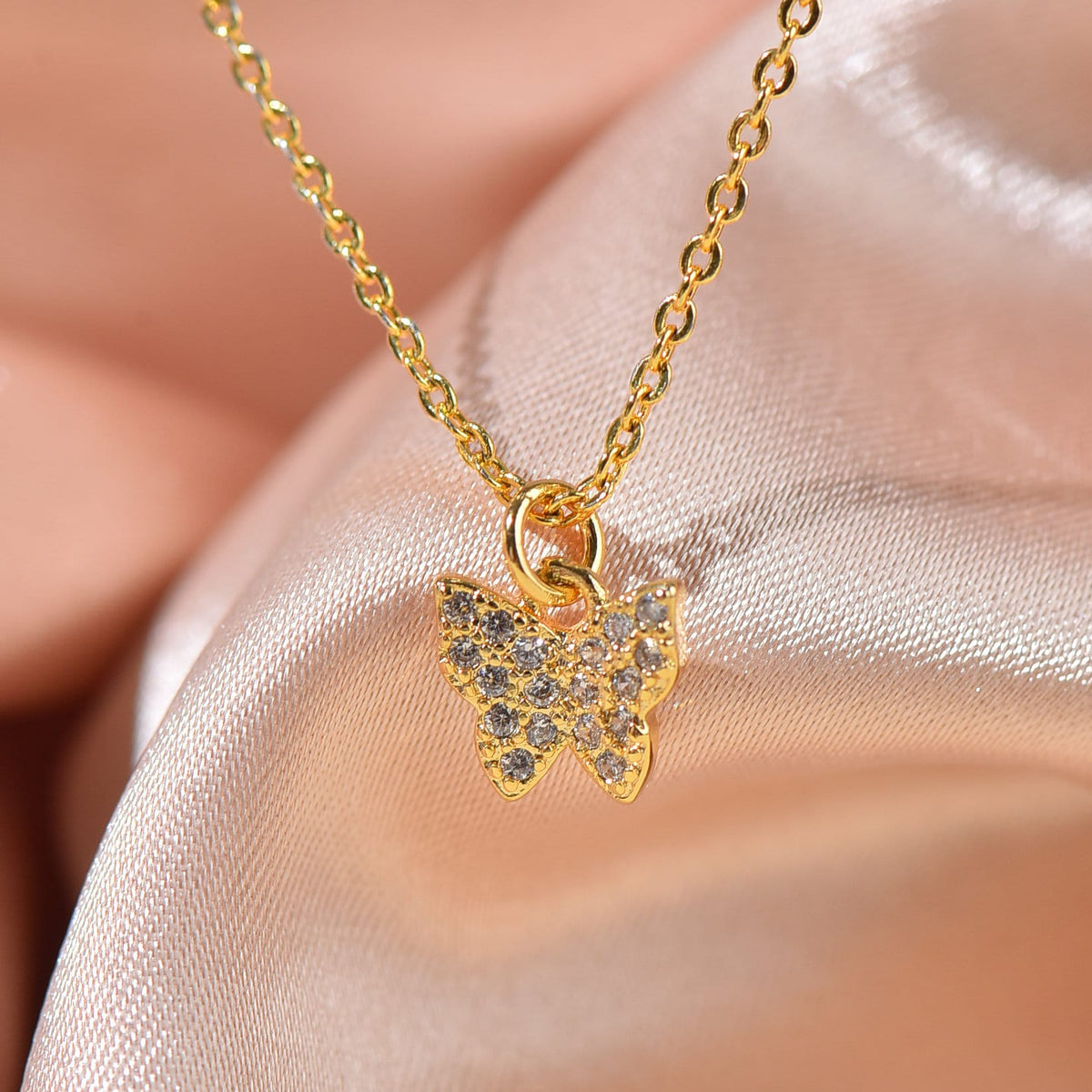 Butterfly Charm, Gold Dainty Butterfly Charm Micro Pave With CZ CPG092