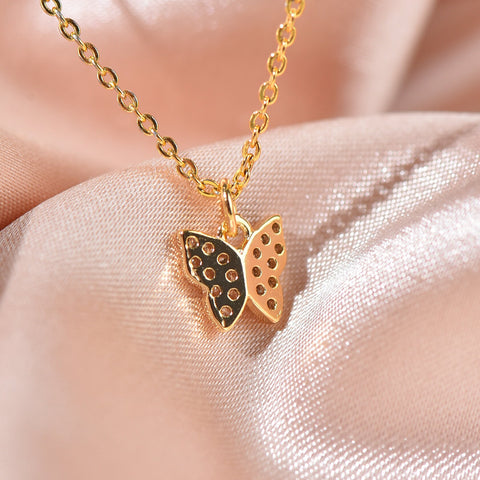 Butterfly Charm, Gold Dainty Butterfly Charm Micro Pave With CZ CPG092