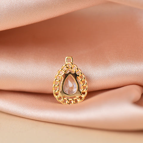 Tear Drop Shape Dainty Gold Charm With CZ Used For Making Necklace Or Earring,  MP4-32