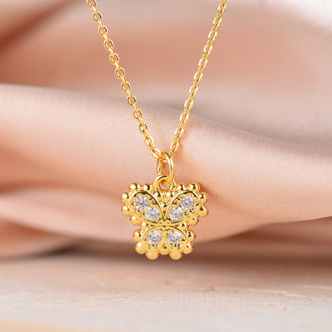 Gold Butterfly Charm With Micro Pave Stones,Delicate Butterfly Charm Necklace,CPG090