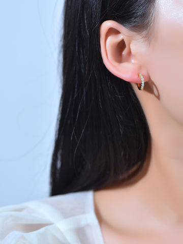 Diamond Hoop Earrings,Small Gold Hoop Earrings,Pave Huggie Hoop Earrings,FJ1-283