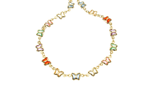 Colorful Butterfly Chain Gold,Rainbow Butterfly Charm Chain,Butterfly Gold Chain For Necklace,Bracelet & Anklet,CHG022