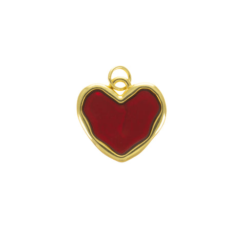 Enamel Red Heart Charm For Necklace Or Earring Making. Gold Heart charm ,Minimalist Gold Heart charm,Dainty Heart Charm, CPG021