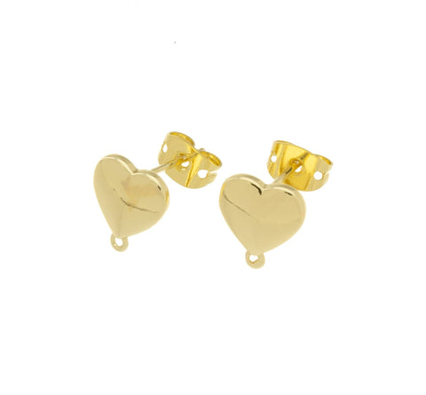 Heart Stud Gold Earring,925 Sterling Earring Post Earring, Dainty Heart Stud Earring.ERG009