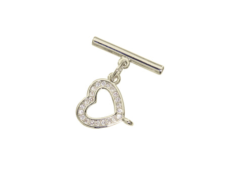 Heart Pave Toggle Clasp,CZ Toggle Clasp,Gold Pave CZ Toggle Clasp For Jewelry,CLG003,CLS003