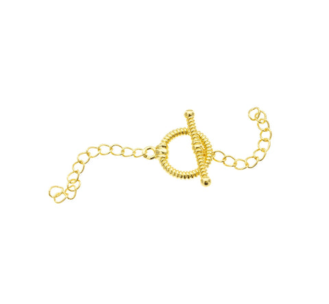 Extender Chain Toggle Clasp,Gold Circle Toggle Clasp With Extender Chain,Round Toggle Clasp For DIY Jewelry Making ,CLG006